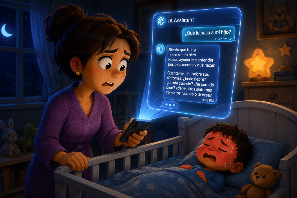 pediatra-explicando-riesgos-ia-salud-infantil