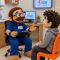 Dr. Barragán, pediatra de Clínica del Niño, conversa con un paciente durante una consulta de crecimiento y desarrollo del adolescente en el consultorio