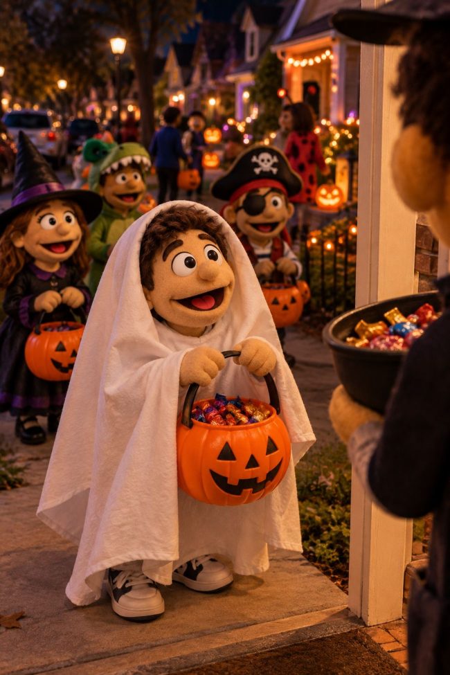 a-que-edad-pueden-comer-dulces-los-ninos-halloween A qué edad pueden comer dulces los niños: niño disfrazado de fantasma pidiendo dulces en Halloween